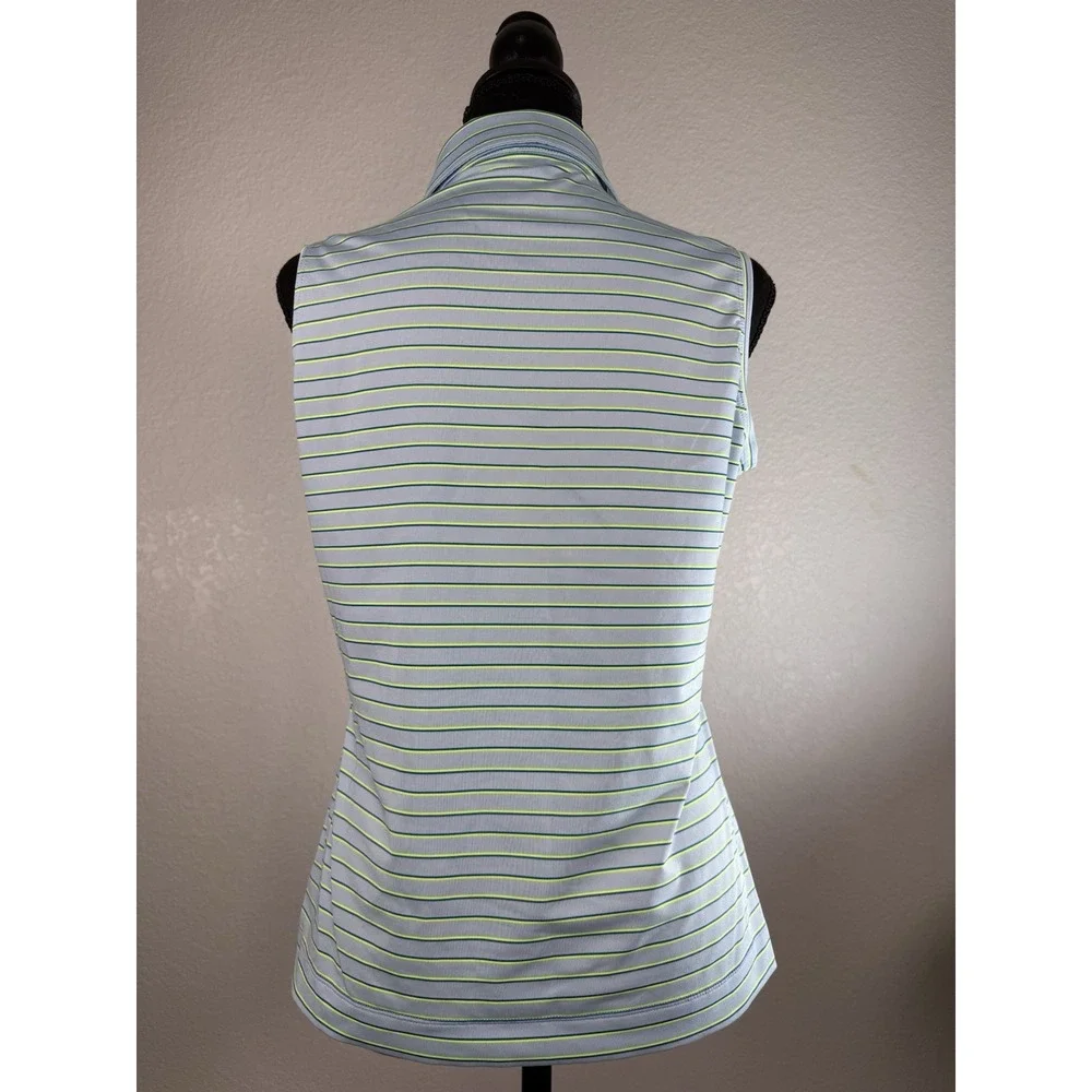 Nike Golf Polo Shirt Striped Embroidered Logo Blue Short Sleeve Women Medium‎